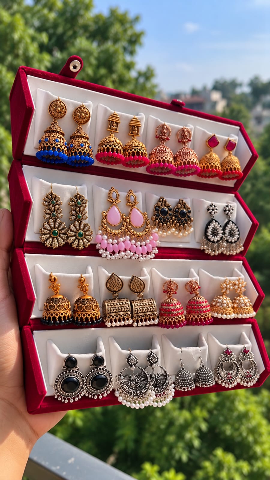 16 Pair Premium Oxidized Earrings Set